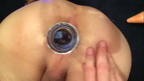 XXX Gapping my butthole with a buttplug & glass toy warm Tube