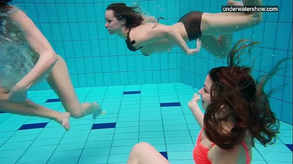 XXX 3 nude girls have fun in the water warm Tube