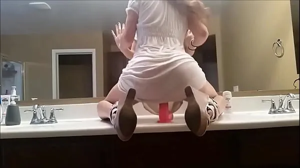 XXX Sexy Teen Riding Dildo In The Bathroom To Powerful Orgasm Tabung hangat