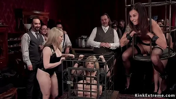 XXX Caged sexy slaves in bdsm torment orgy หลอดอุ่น
