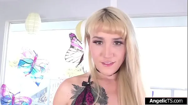 XXX Blonde trans babe Lena Kelly jerks off her shemale cock to get herself super horny for her big hard shoves it up her ass and wanks her rock hard taste the dildo straight out her time to finish up so she keep jerking for cum ống ấm áp