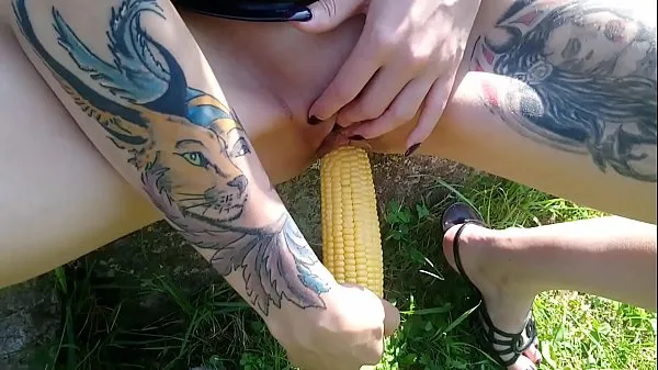 XXX Lucy Ravenblood fucking pussy with corn in public warm Tube