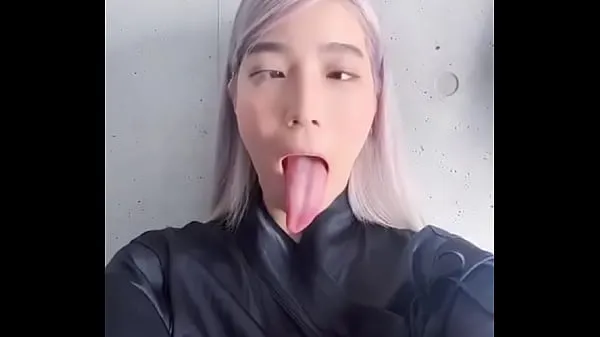 XXX Ahegao slut with long tongue warm Tube