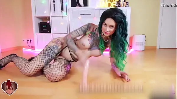 XXX Tattoed Girl Ass Fuck Dildo and Anal Creampie in Sexy Stockings Tiub hangat