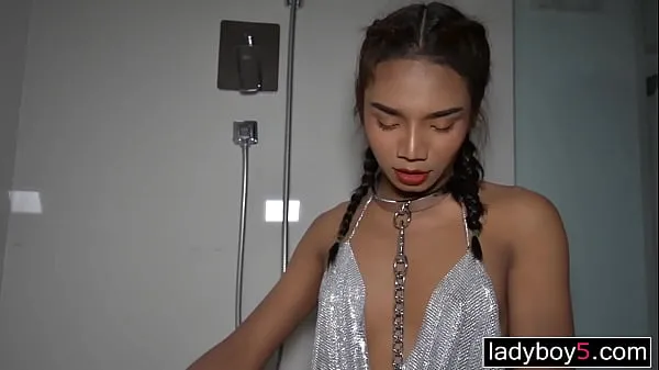 XXX Young Asian shemale from Thailand begging for piss and cum in the shower ống ấm áp