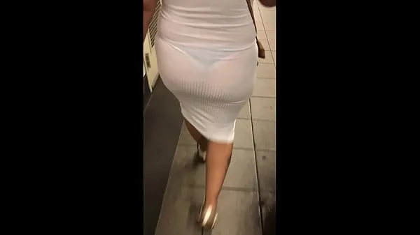 XXX Wife in see through white dress walking around for everyone to see หลอดอุ่น
