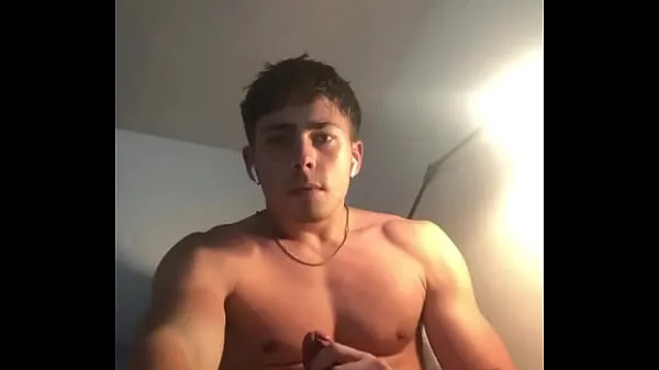 XXX Hot fit guy jerking off his big cock warm Tube