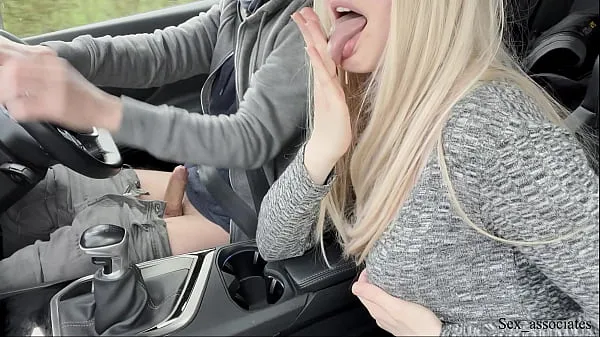 XXX Amazing handjob while driving!! Huge load. Cum eating. Cum play warm Tube
