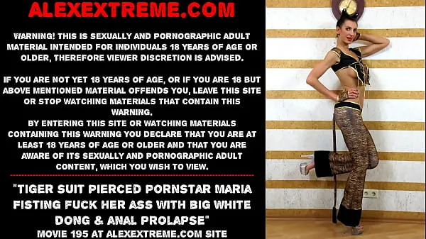 XXX Tiger suit pierced pornstar Maria Fisting fuck her ass with big white dong & anal prolapse ống ấm áp