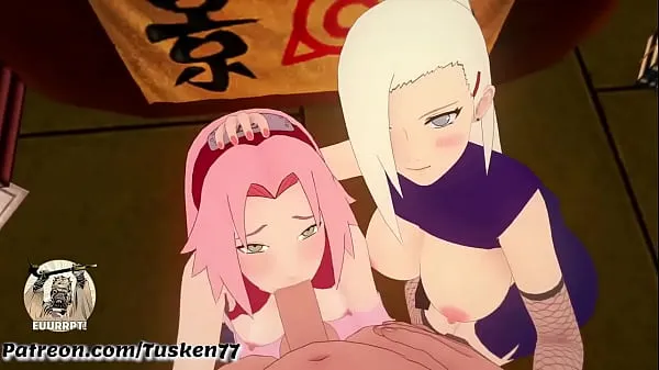 XXX NARUTO 3D HENTAI: Kunoichi Sluts Ino & Sakura thanking their hero Naruto warm Tube