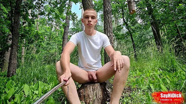 XXX Go naked in the woods. Soft foreskin to hard big cock warm Tube