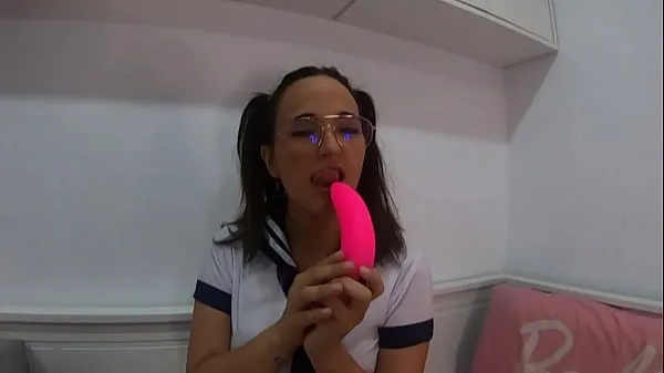 XXX Cosplay student girl with glasses pigtail and dildo -CLAUDIA BAVEL varmt rør